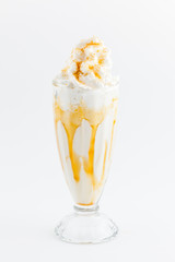 caramel milkshake on a white background