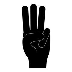 counting three fingers up hand gesture icon image vector illustration design 