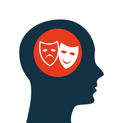 silhouette head. concept cinema theatrical mask vector illustration eps 10