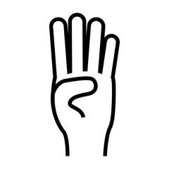 counting four fingers up hand gesture icon image vector illustration design 