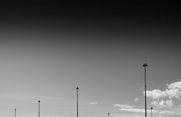 Obraz premium Vertical black and whitesteet city lamps background