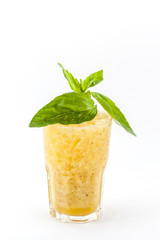 yellow smoothie on a white background