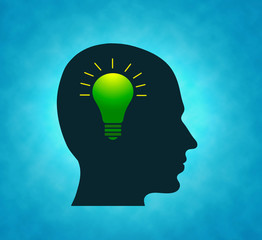 Profile of silhouette with bulb