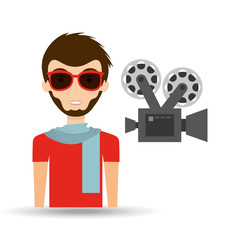man hipster concept movie cinema camera icon vector illustration eps 10