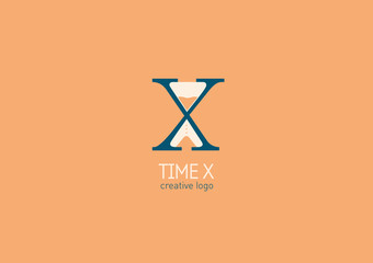 Creative logo with a double meaning, the letter X and hourglass