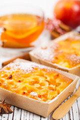 Summer Apricot Mango Small Cake. Selective focus.