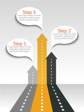 Arrows Road Infographic Template With Pin Pointer. Vector EPS 10
