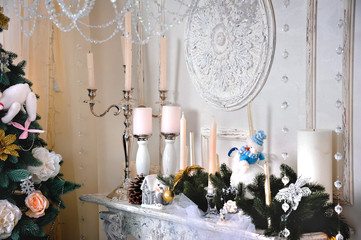 Christmas decorations in the holiday interior. Happy New Year!
