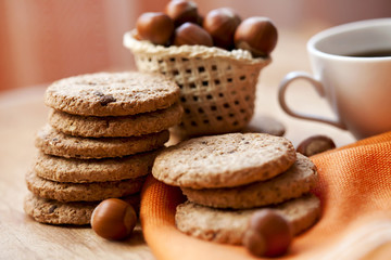 snack with cookies and coffee - obrazy, fototapety, plakaty