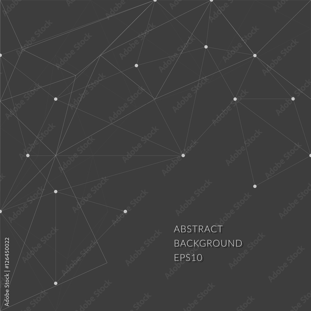 Poster abstract pattern with lines and dots on a gray background.