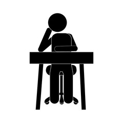 person and desk office icon image vector illustration design 