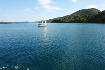 The yacht and Greek islands.