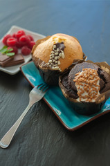 Muffins and raspberries for Breakfast