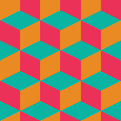 Geometric seamless pattern with colorful squares in retro design