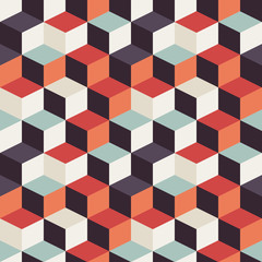 Geometric seamless pattern with colorful squares in retro design
