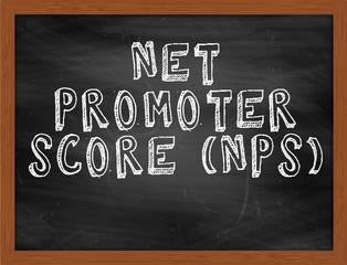 NET PROMOTER SCORE NPS handwritten text on black chalkboard