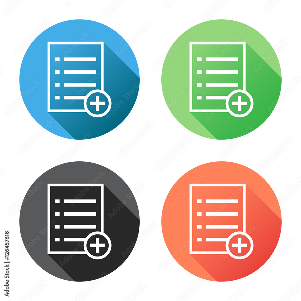 Poster add list document icon vector flat illustration. isolated documents symbol. paper page graphic desig