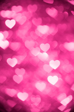 pink heart bokeh background photo, abstract holiday backdrop