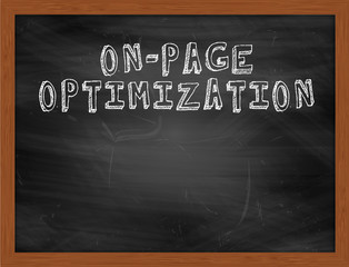ONPAGE OPTIMIZATION handwritten text on black chalkboard