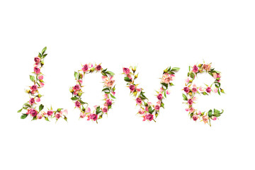 Word love on white background