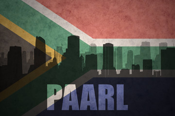 Obraz premium abstract silhouette of the city with text Paarl at the vintage south africa flag