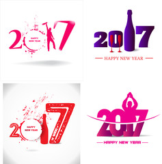 New year 2017 in white background. Abstract posters