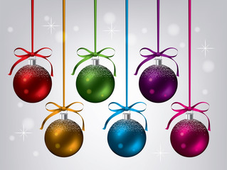 Obraz premium vector new year background with collection of hanging xmas balls