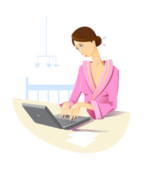 mother working at home