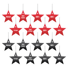 vector set of discount and sale tags, star shape