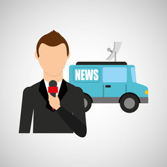 Fototapeta na wymiar reporter man truck news design vector illustration eps 10