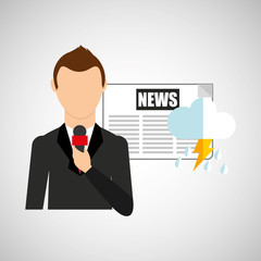 reporter man weather forecast newspaper design vector illustration eps 10