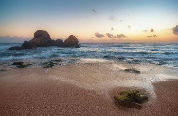beautiful indian ocean beach on sunset