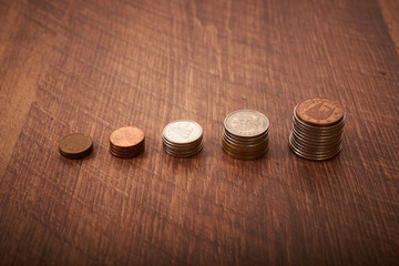 growing stacks of coins