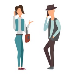 People talking phone character vector illustration.