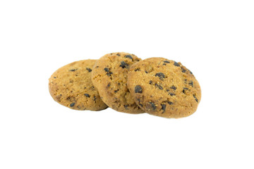 Chocolate chip cookie isolated on white