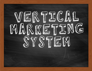 VERTICAL MARKETING SYSTEM handwritten text on black chalkboard