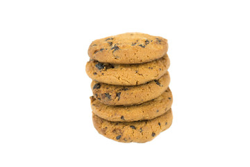 Chocolate chip cookie isolated on white