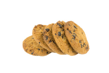 Chocolate chip cookie isolated on white