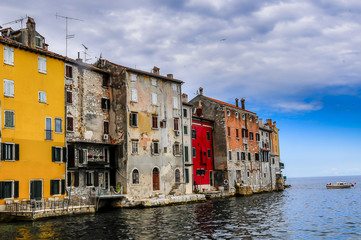 Romantic old town on seafront with colourful houses