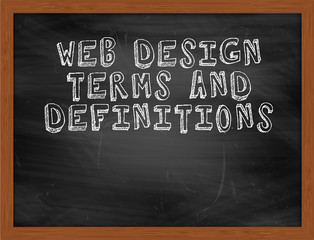 WEB DESIGN TERMS AND DEFINITIONS handwritten text on black chalk