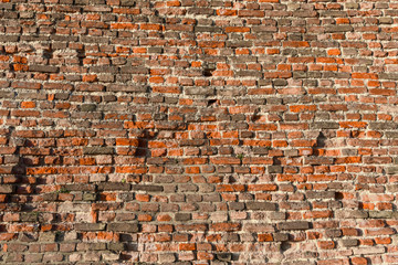 Old red brick wall as background image
