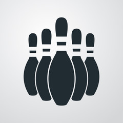 Icono plano bolos sobre fondo degradado