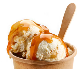 closeup of caramel ice cream