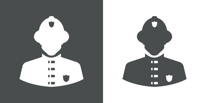 Icono plano silueta bombero gris