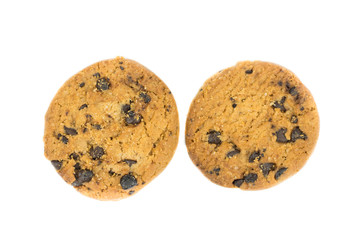 Chocolate chip cookie isolated on white