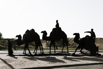 The sculptural composition of the Great silk road in Samarkand,