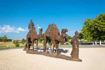 The sculptural composition of the Great silk road in Samarkand,