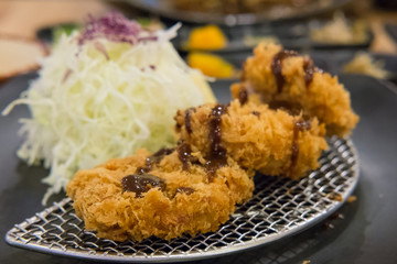 Tonkatsu, Fried Pork serve on plate in restaurant