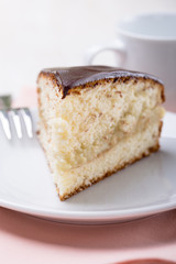 Boston cream pie, selective focus