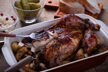 Homemade whole baked chicken